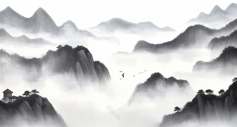 黑白山丛水墨中国风水墨黑白画,插画/手绘图,插画/手绘图库,插画/手绘图下载,插画/手绘